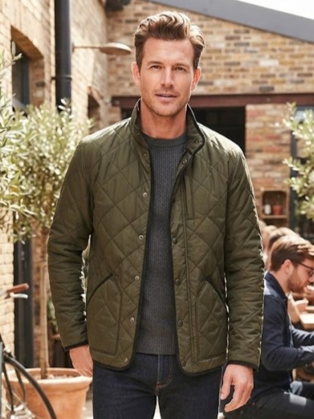 J Crew Sussex Quilted Field Jacket Olive Green Military Barn Coat Medium